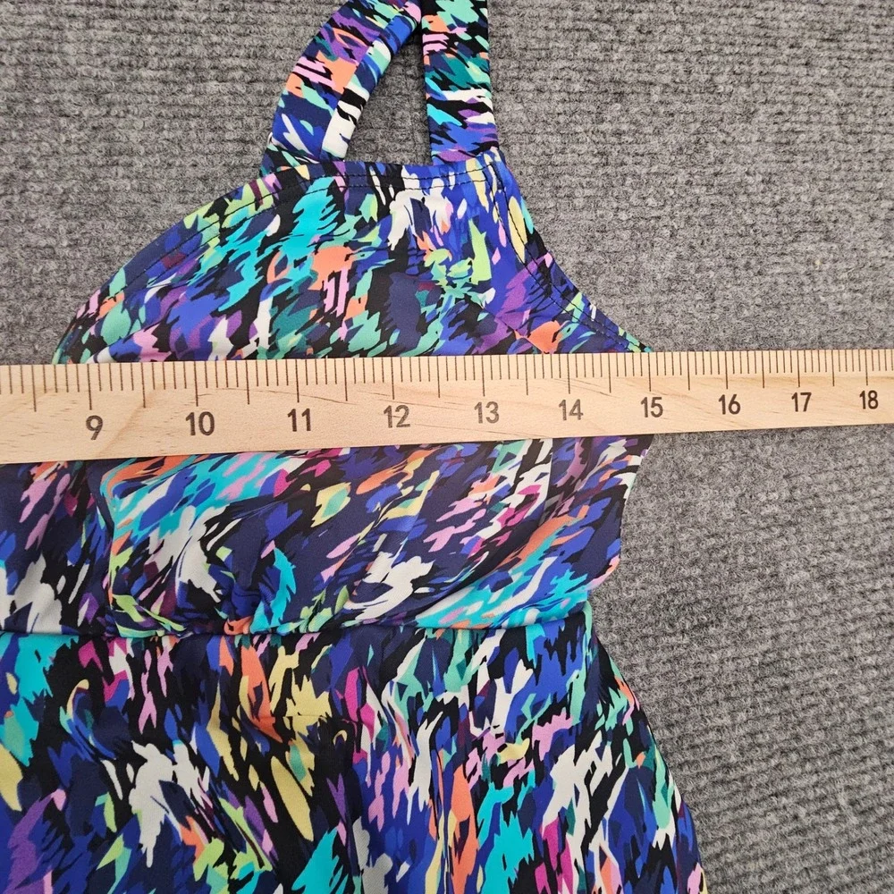 Swim Solutions Women One Piece Triple‎ Tier Fauxkini Tummy Control Navy Multi 10 - Picture 7 of 10